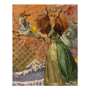 Renaissance-Dame Capricorn-Fantasy Vintage-Zodiaku Poster
