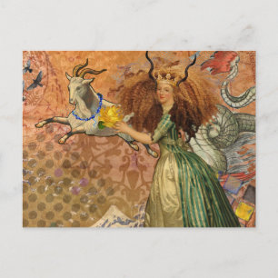Renaissance-Dame Capricorn-Fantasy Vintage-Zodiaku Postkarte