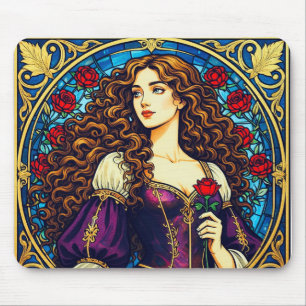 Renaissance-Dame mit Rose Mousepad