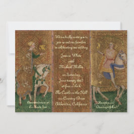 Renaissance-Dame und Ritterhochzeit mit Initialen Einladung