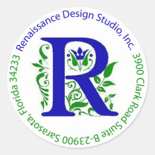 Renaissance Design Studio, Inc. Adressetikett Runder Aufkleber