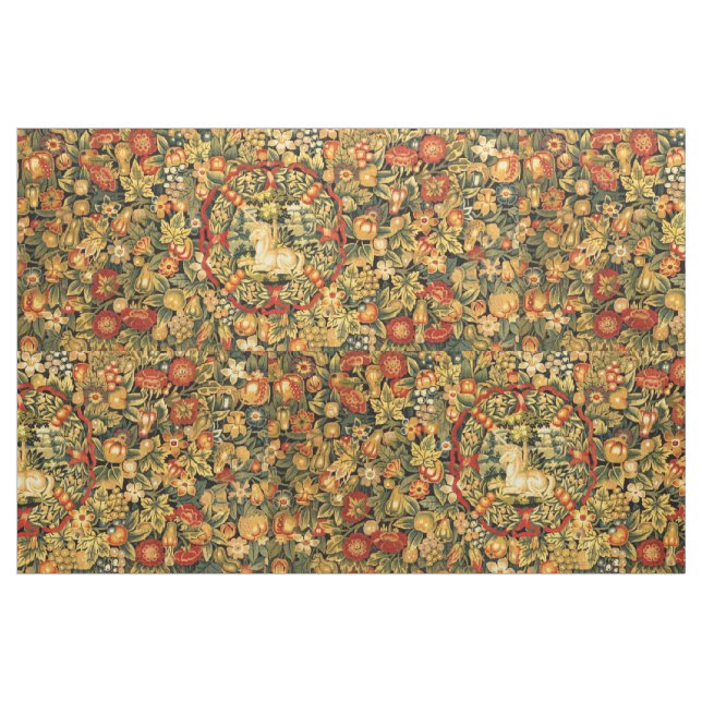 Renaissance Einhorn Amid Frucht & Blume Muster Stoff (Fat Quarter (45,7 x 55,9 cm))