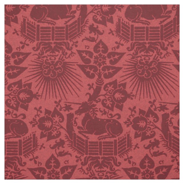 Renaissance-Einhorngarten, Ruby Stoff (Muster)