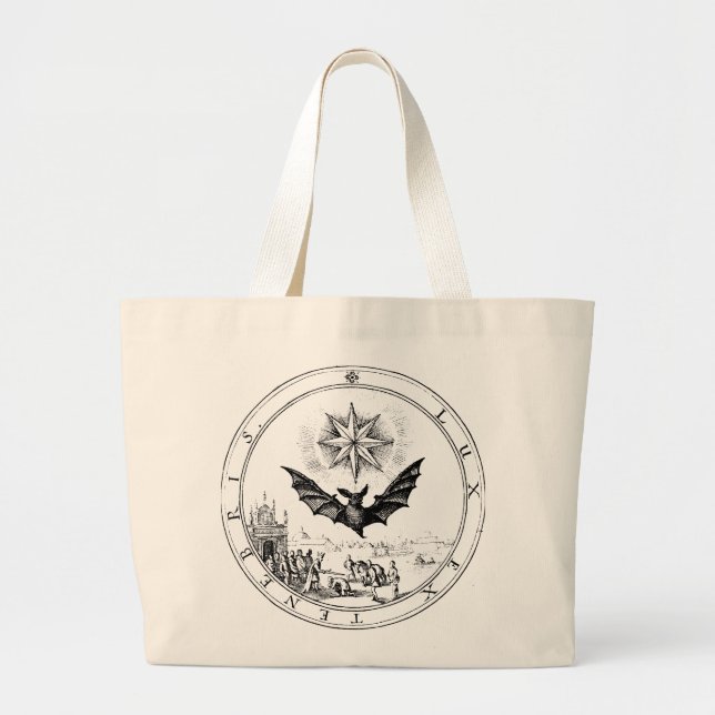 Renaissance Emblem Bat and Candle Totebag Jumbo Stoffbeutel (Vorne)