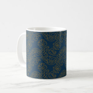 Renaissance Floral Vines - Navy Blue Coffee Tasse