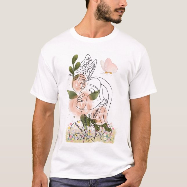 Renaissance florale – visage & papillon T-Shirt (Vorderseite)