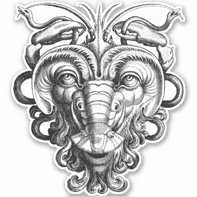 Renaissance Gargoyle Grotesque Lobster Man Aufkleber (Vorderseite)