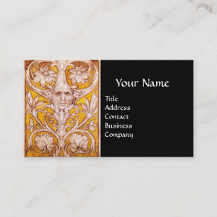 RENAISSANCE GROTESQUE GESICHT, SCHWARZE GOLDMONOGR VISITENKARTE