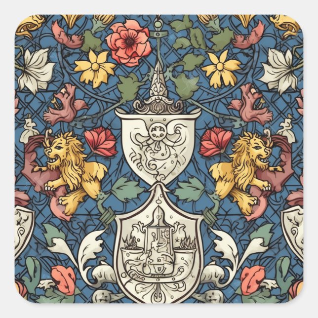 Renaissance-Heraldry Quadratischer Aufkleber (Vorderseite)