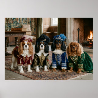 Renaissance-Hof-Cavalier-King-Charles-Spaniels-Por Poster