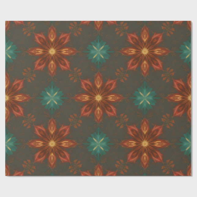 Renaissance-inspirierte Weihnachtsblumen  Geschenkpapier (Flach)