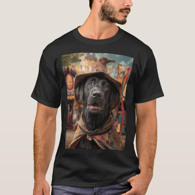 Renaissance-Jahrmarkt-Hunde: Schwarzer Labrador-Re T-Shirt (Vorderseite)