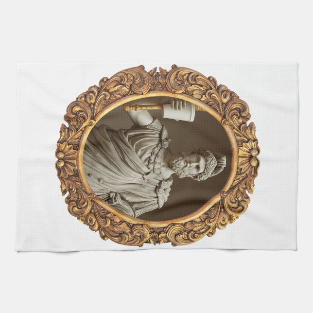 Renaissance-Kaiser-Porträt mit Kaffee in der Hand  Geschirrtuch (Horizontal)
