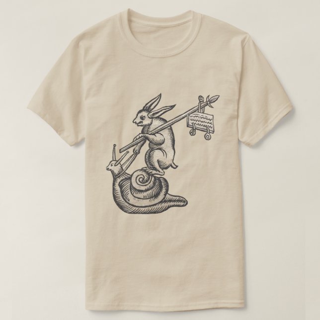 Renaissance-Kaninchen auf Schnecke T-Shirt (Design vorne)