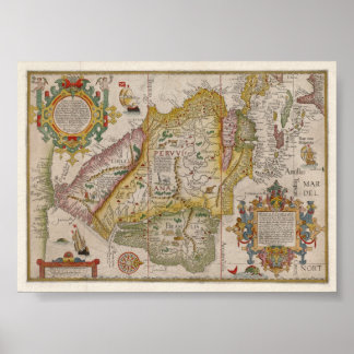 Renaissance-Karte von Peru und Brasilien Poster