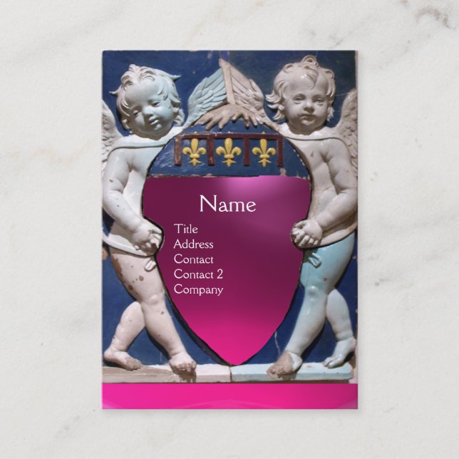 RENAISSANCE KLEINE ANGELN MONOGRAM Pink Amethyst Visitenkarte (Vorderseite)