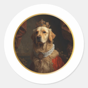 Renaissance-Königinnenporträt Golden Retriever Runder Aufkleber