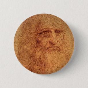 Renaissance-Kunst Selbstporträt von Leonardo da Vi Button