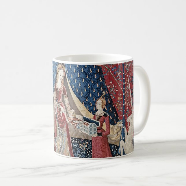 Renaissance Lady and Unicorn (Ein Wunsch) Kaffeetasse (VorderseiteRechts)