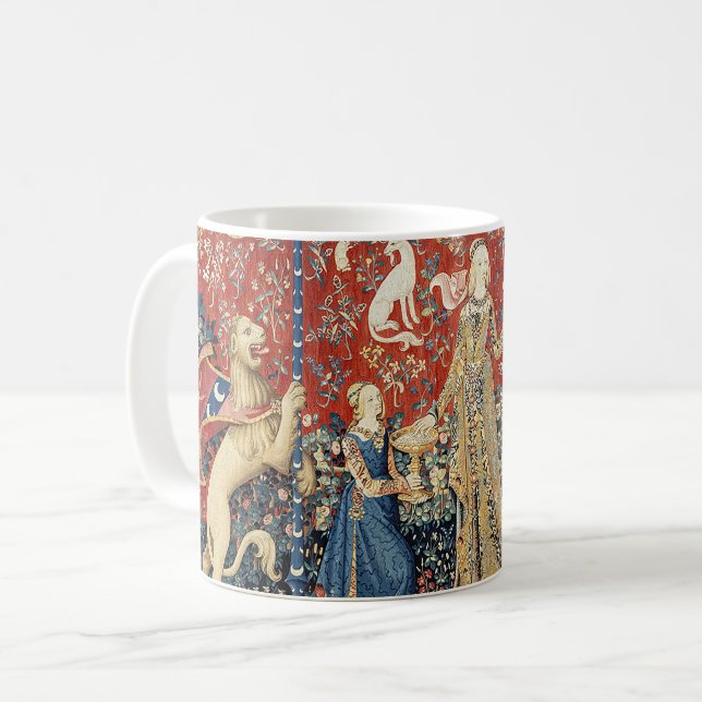 Renaissance Lady and Unicorn (Geschmack) Kaffeetasse (Vorderseite Links)