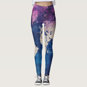 Renaissance Lila Weltkarte Leggings