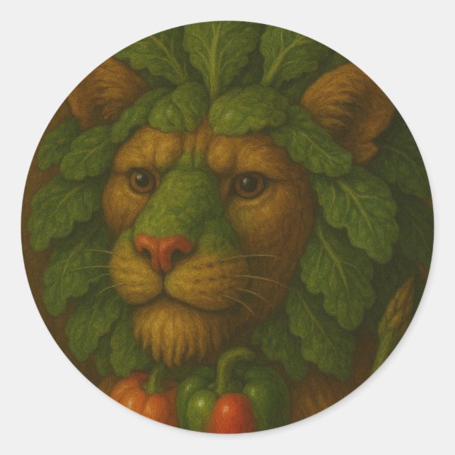 Renaissance Lion Portrait Runder Aufkleber (Vorderseite)