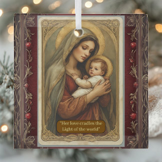 Renaissance-Madonna und Kind Serene Heilige Vintag Ornament Aus Glas