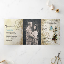 Renaissance Mairytale Wedding Foto Dreifach Gefaltete Einladung