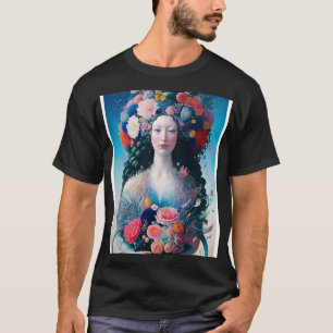Renaissance-Meerjungfrau mit Blume T-Shirt