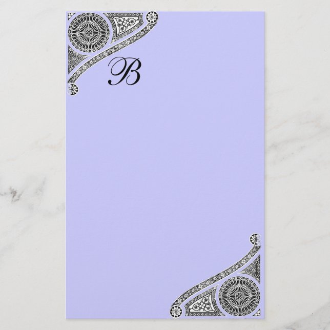 RENAISSANCE MONOGRAM Blacl Aquamarin Blue Statione Briefpapier (Vorderseite)