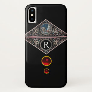 RENAISSANCE MONOGRAM MIT RED RUBY GEMSTONES Black Case-Mate iPhone Hülle