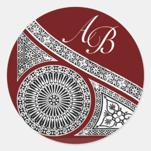 RENAISSANCE MONOGRAMM, rot Runder Aufkleber