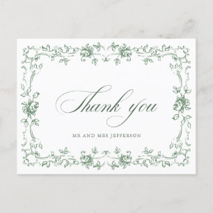 Renaissance-Ornamentale-Blumen-Salbei-Grüne-Hochze Postkarte