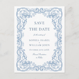 Renaissance-Ornamentale-Floral-Hochzeit-Save-the-D Postkarte