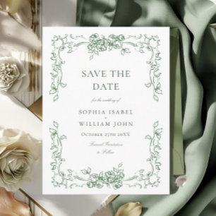 Renaissance-Ornamentale Florale Hochzeit-Save-the- Postkarte