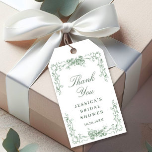 Renaissance-Ornamentale Hellgrüne Blumige Hochzeit Geschenkanhänger