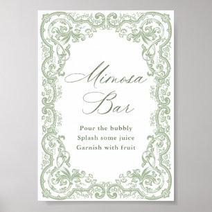 Renaissance-Ornamentiertes-Salbei-Grün-Mimosa-Bar- Poster