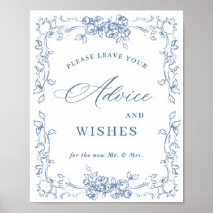 Renaissance Ornate Dusty Blau Anleitungen & Wünsch Poster