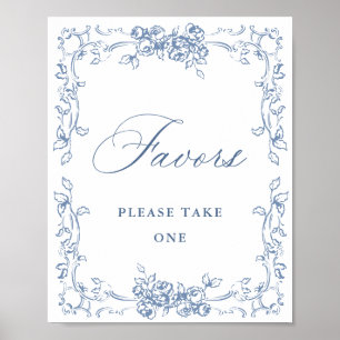 Renaissance Ornate Dusty Blue Hochzeit Favor Poster