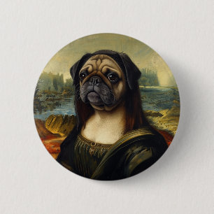 Renaissance-Porträt-inspirierte Pug-Kunst Klassi Button