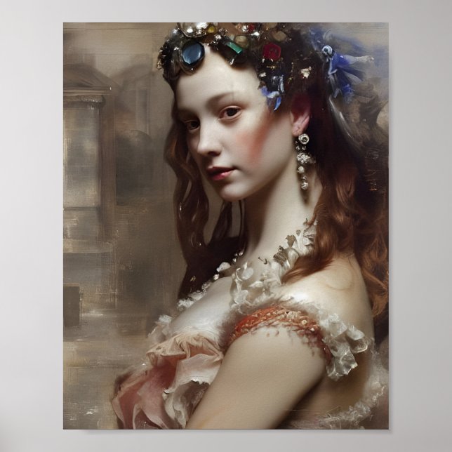 Renaissance Princess AI generierte Fantasiekunst Poster (Vorne)
