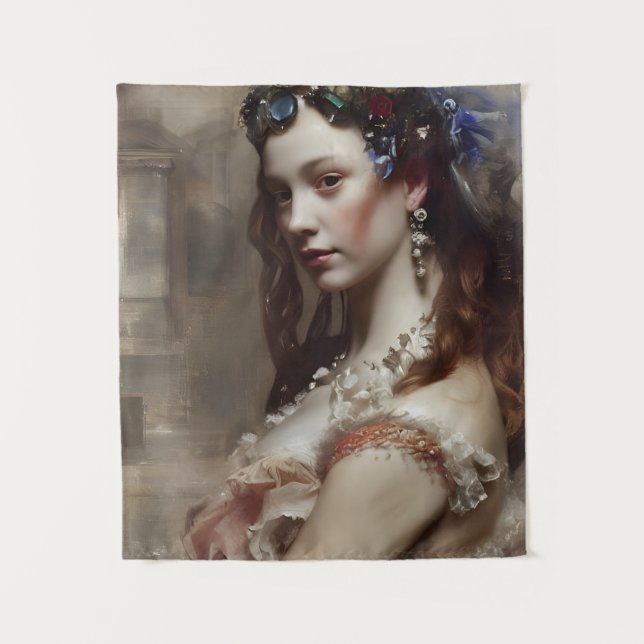 Renaissance Princess AI generierte Fantasiekunst Wandteppich (Vorderseite)