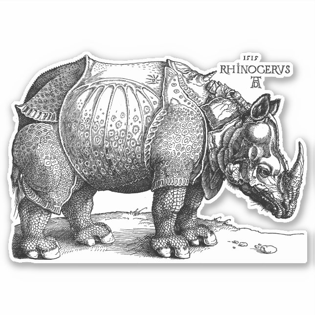 Renaissance Rhinoceros Albrecht Durer Aufkleber (Vorderseite)