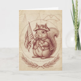 Renaissance-Sanguine-patriotische-Eichhörnchen-Kar Feiertagskarte