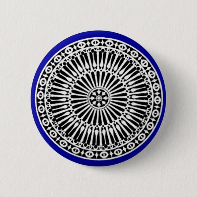 RENAISSANCE Schwarz-weiß Blaue Architektur Button (Vorderseite)