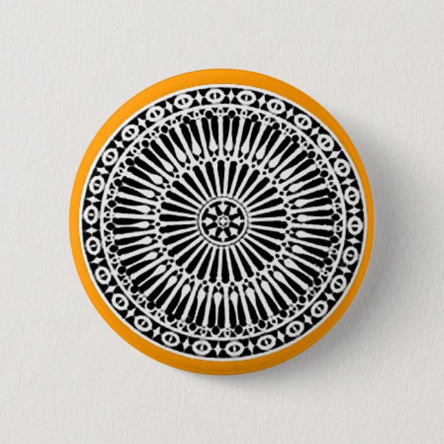 RENAISSANCE Schwarz-weiß Gelbe Architektur Button (Vorderseite)