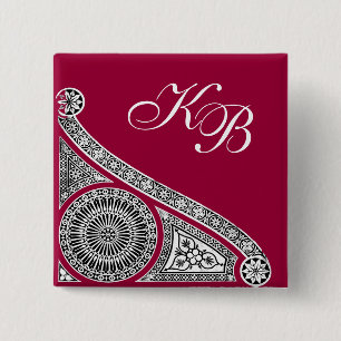RENAISSANCE Schwarz-weiße Architektur Monogramm Button