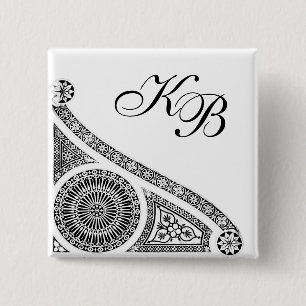 RENAISSANCE Schwarz-weißer Architekturdekor Button