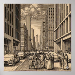 Renaissance-Stadt Zeichnend Poster