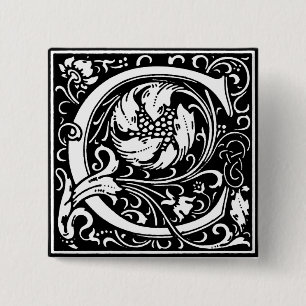 Renaissance-Stil Alphabet Buchstabe C - Anstecknad Button